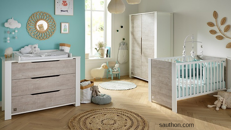 mobilier enfant lit en bois Sauthon